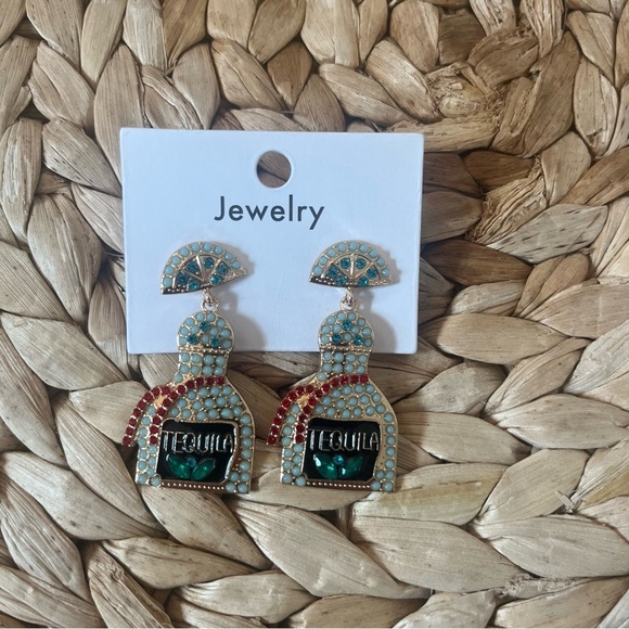 Three Pairs Cocktail Theme Earrings Champagne, Tequila, Martini - Picture 8 of 13